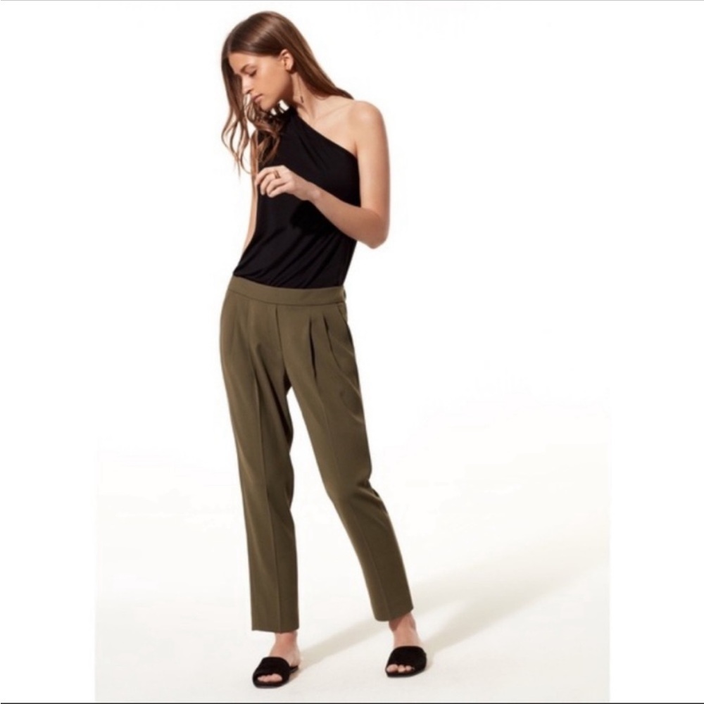 Aritzia Babaton Cohen Pants Dark Olive Green 00